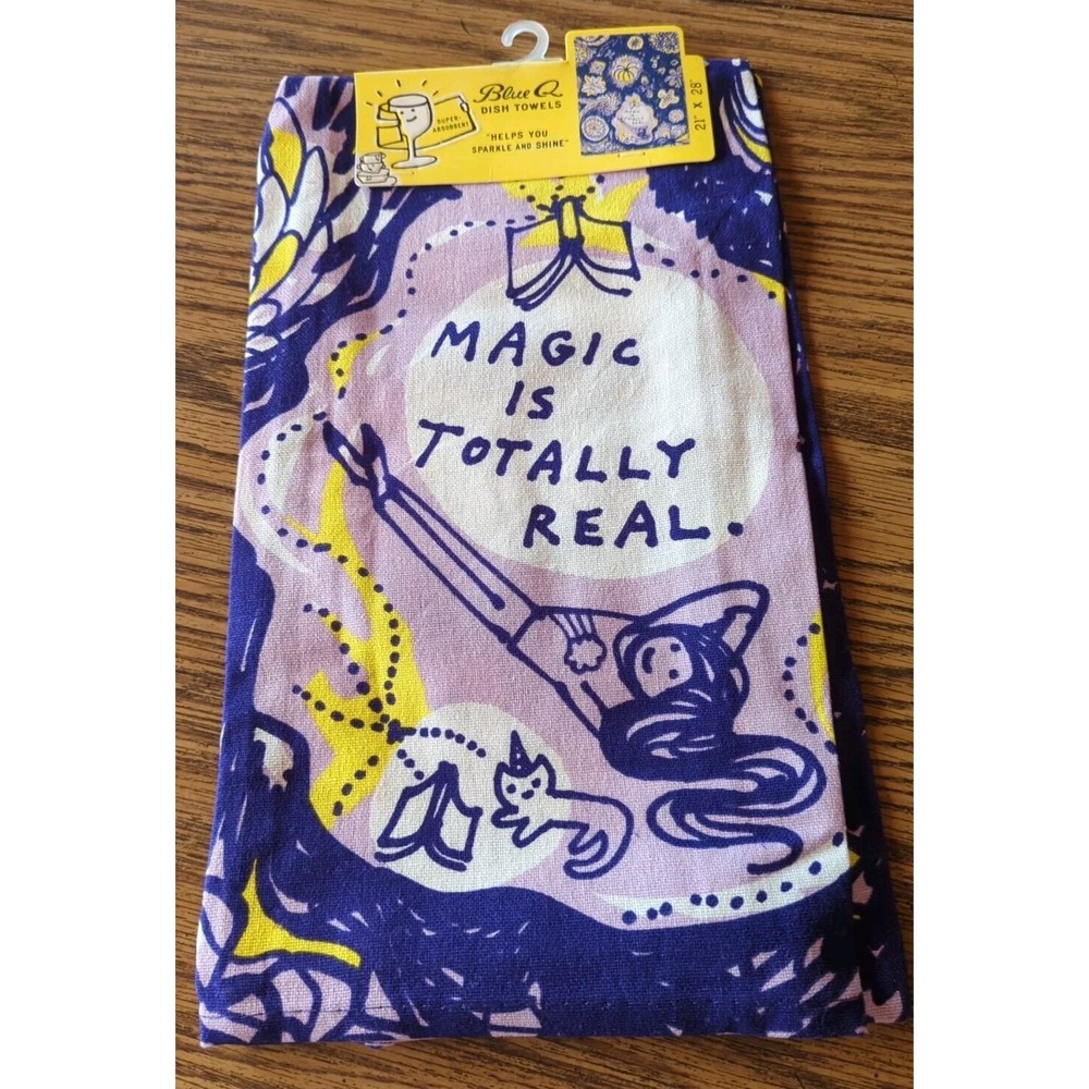 New Blue Q Printed Dish Towel Tea Magic Is Totally Real Kitchen Purple